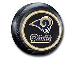 Los Angeles Rams NFL Spare Tire Cover; Black (66-18 Jeep CJ5, CJ7, Wrangler YJ, TJ & JK)