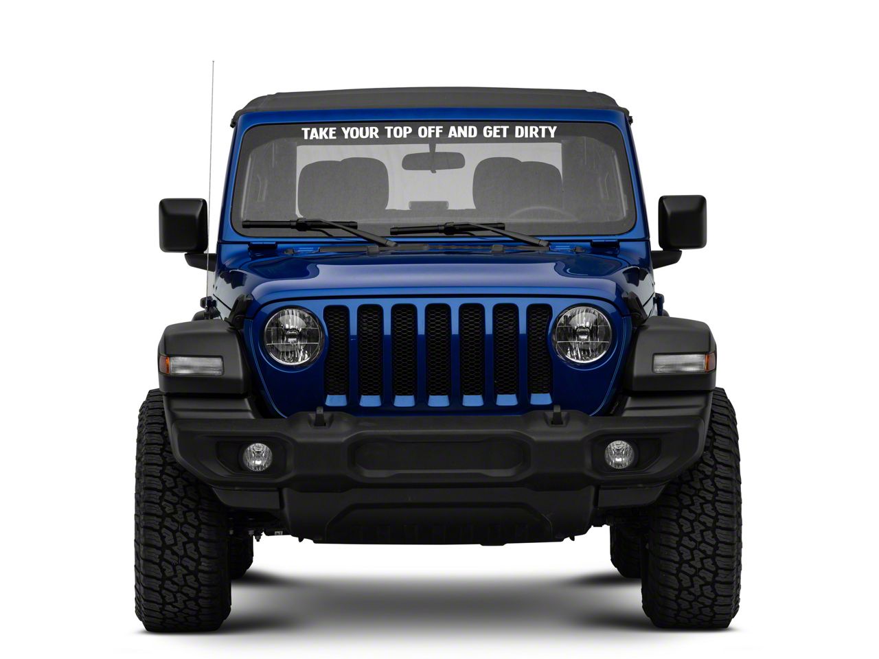 in White 2x42 inch for Hard Or Soft Top Removed Solar Graphics USA Windshield Sticker Decal Compatible with Wrangler for Flat Glass- Take Your Top Off 