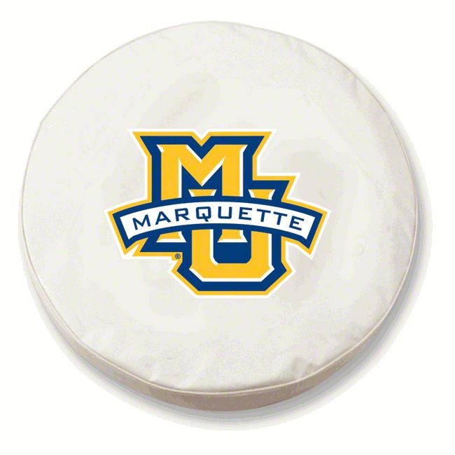 Marquette University Spare Tire Cover with Camera Port; White (18-23 Jeep Wrangler JL)