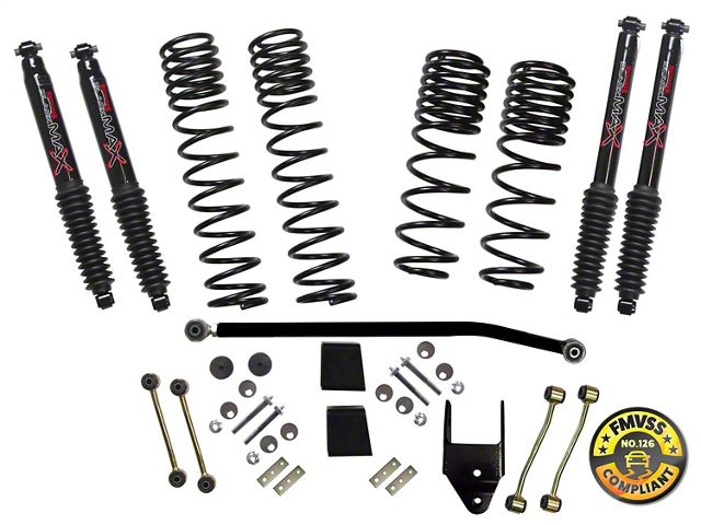 SkyJacker 3.50-Inch Dual Rate Long Travel Suspension Lift Kit with Black MAX Shocks (18-24 2.0L or 3.6L Jeep Wrangler JL 2-Door Rubicon)