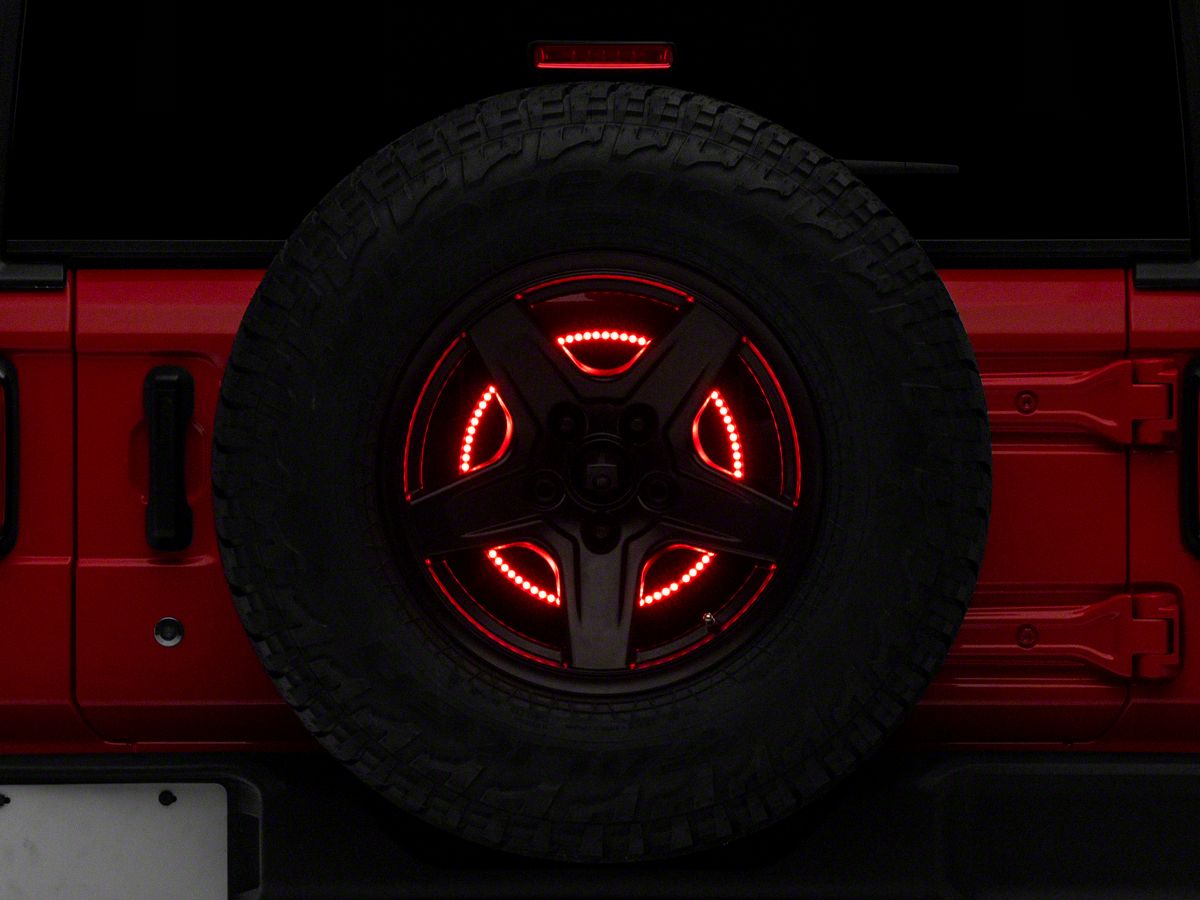 Smoked Lens IP67 Waterproof LED Ring Compatible with Jeep Wrangler JK YJ TJ & JL Accessories Spare Tire 3rd Third Brake light for Jeep Wrangler 5 x 4.5/5/5.5 Lug Pattern 