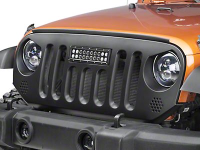 Deegan 38 Jeep Wrangler Grille w/ 10 in. LED Light Bar J130676 (07-18 Jeep  Wrangler JK)