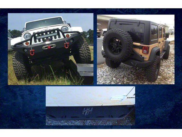 Hammerhead Full Width Front Bumper, Rear Bumper with Tire Carrier and Running Board Kit (07-18 Jeep Wrangler JK 2-Door)