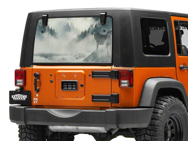 SEC10 Perforated Wolf Rear Window Decal (66-24 Jeep CJ5, CJ7, Wrangler YJ, TJ, JK & JL)