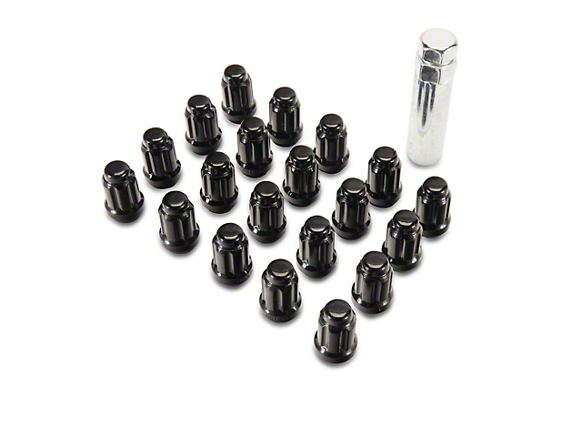 Black 6-Spline Lug Nut Kit; 14mm x 1.50; Set of 20 (18-23 Jeep Wrangler JL)