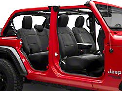 RedRock Custom Fit Front and Rear Seat Covers; Black (18-23 Jeep Wrangler JL 4-Door)