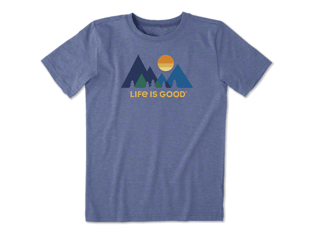 Life is Good Boy's Minimalist Landscape T-Shirt; Vintage Blue