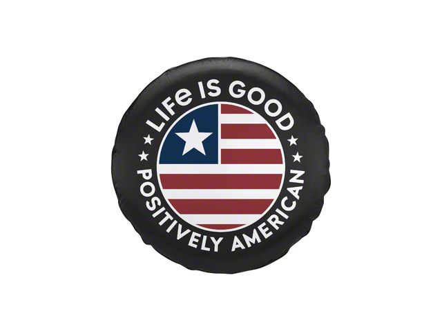 Life is Good Positively American Coin Spare Tire Cover; Night Black (66-18 Jeep CJ5, CJ7, Wrangler YJ, TJ & JK)