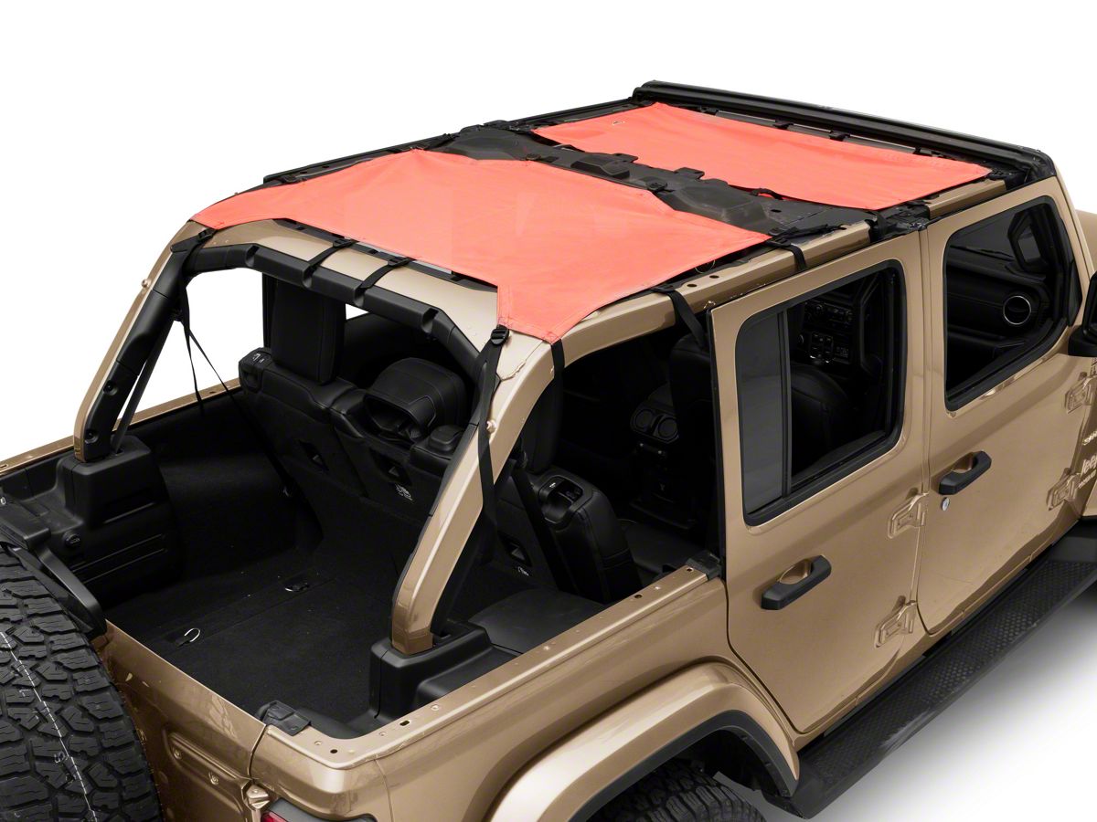 MasterTop Jeep Wrangler ShadeMaker Freedom Mesh Bimini Top Plus; Red  14201602 (18-23 Jeep Wrangler JL 4-Door) - Free Shipping