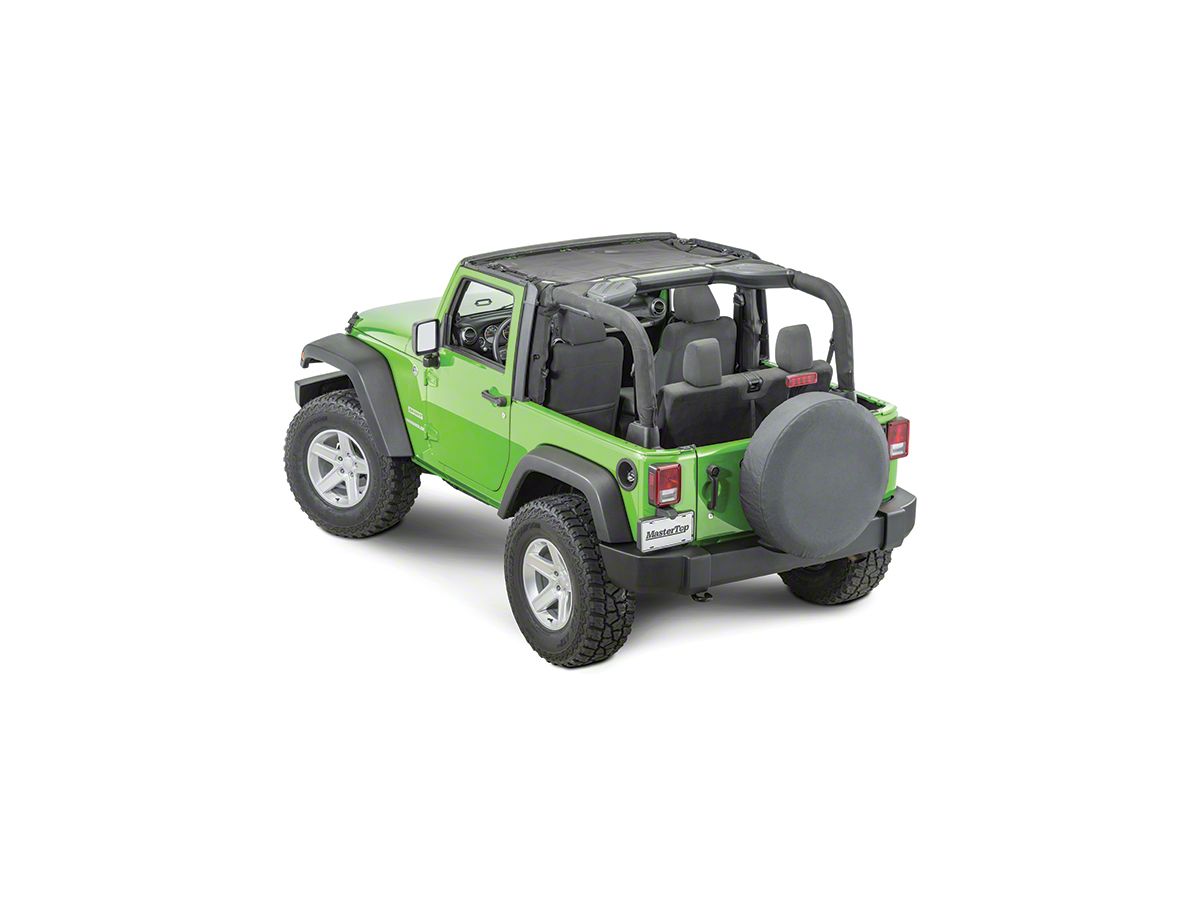 MasterTop Jeep Wrangler ShadeMaker Freedom Mesh Bimini Top; Black 14201301  (07-18 Jeep Wrangler JK 2-Door) - Free Shipping