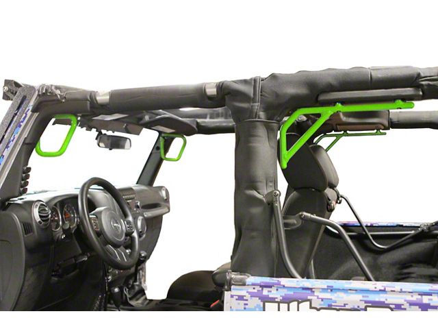 Steinjager Rigid Wire Form Front and Rear Grab Handles; Neon Green (07-18 Jeep Wrangler JK 2-Door)
