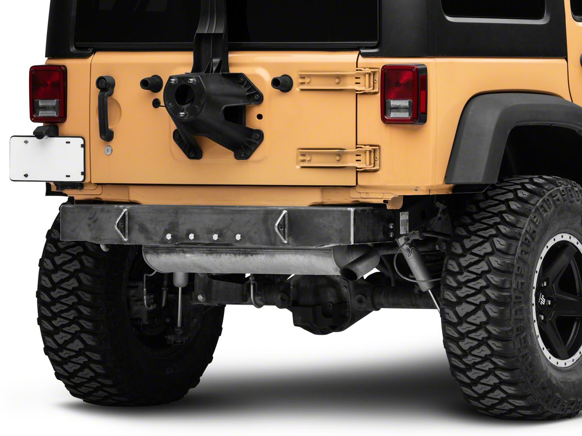 Steinjager Jeep Wrangler Stubby Rear Bumper with D-Ring Mounts; Bare Metal  J0048136 (07-18 Jeep Wrangler JK)