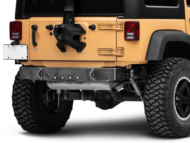Steinjager Stubby Rear Bumper with D-Ring Mounts; Bare Metal (07-18 Jeep Wrangler JK)