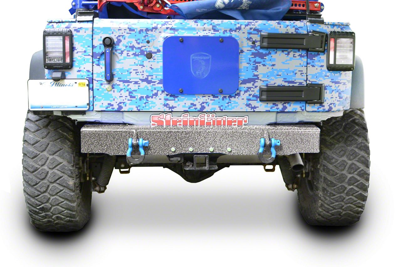 Steinjager Stubby Rear Bumper with D-Ring Mounts; Gray Hammertone (07-18 Jeep Wrangler JK)