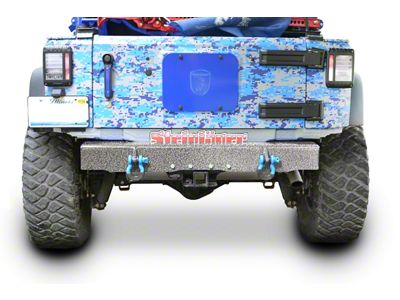 Steinjager Stubby Rear Bumper with D-Ring Mounts; Gray Hammertone (07-18 Jeep Wrangler JK)