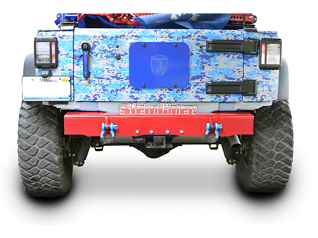 Steinjager Stubby Rear Bumper with D-Ring Mounts; Red Baron (07-18 Jeep Wrangler JK)