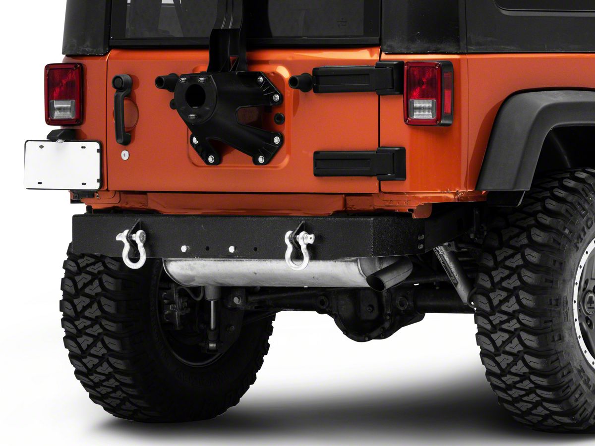 Steinjager Jeep Wrangler Stubby Rear Bumper with D-Ring Mounts; Texturized  Black J0048147 (07-18 Jeep Wrangler JK)