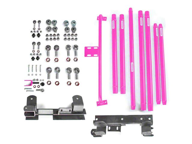 Steinjager Chrome Moly Tube Long Arm Tavel Kit for 2 to 6-Inch Lift; Hot Pink (97-06 Jeep Wrangler TJ)