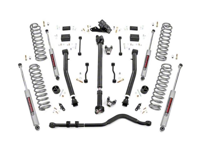Rough Country 3.50-Inch Suspension Lift Kit with Adjustable Control Arms and Premium N3 Shocks; Stage 2 (18-23 2.0L or 3.6L Jeep Wrangler JL 4-Door Rubicon, Excluding 4xe)