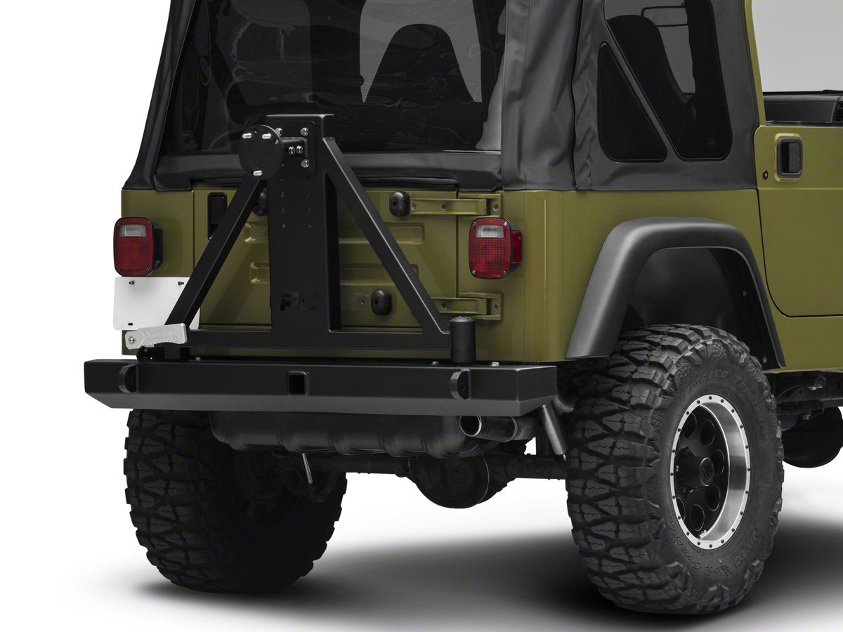 Rough Country Jeep Wrangler Classic Full Width Rear Bumper with Tire  Carrier 10592A (87-06 Jeep Wrangler YJ & TJ)