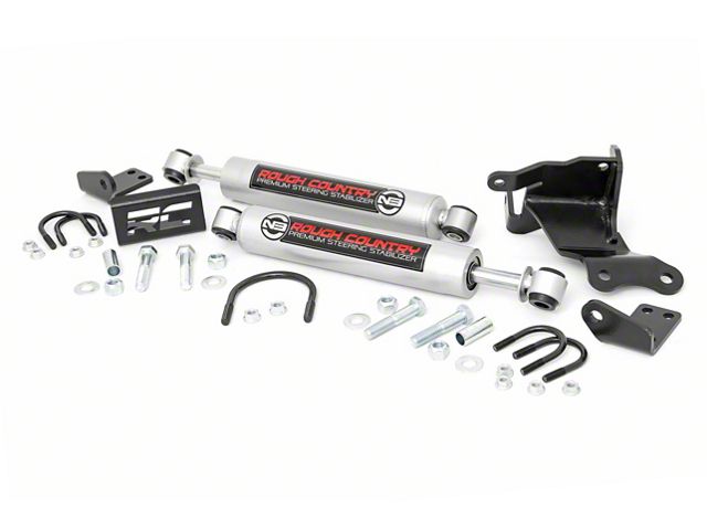 Rough Country Dual N3 Steering Stabilizer for 2.50+ Inch Lift (18-24 Jeep Wrangler JL)