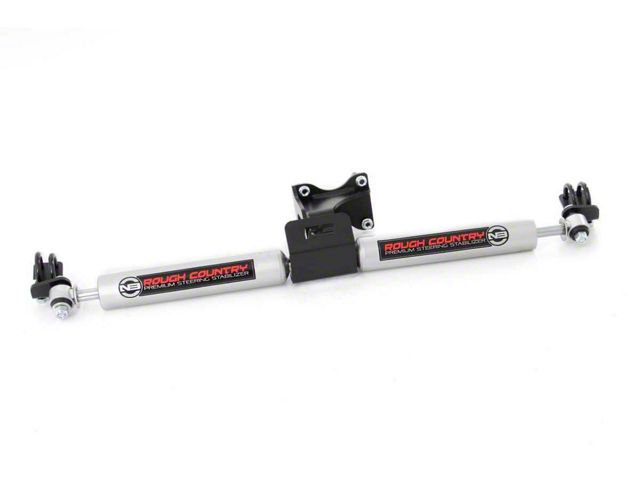 Rough Country Dual Steering Stabilizer for 2+ Inch Lift (07-18 Jeep Wrangler JK)