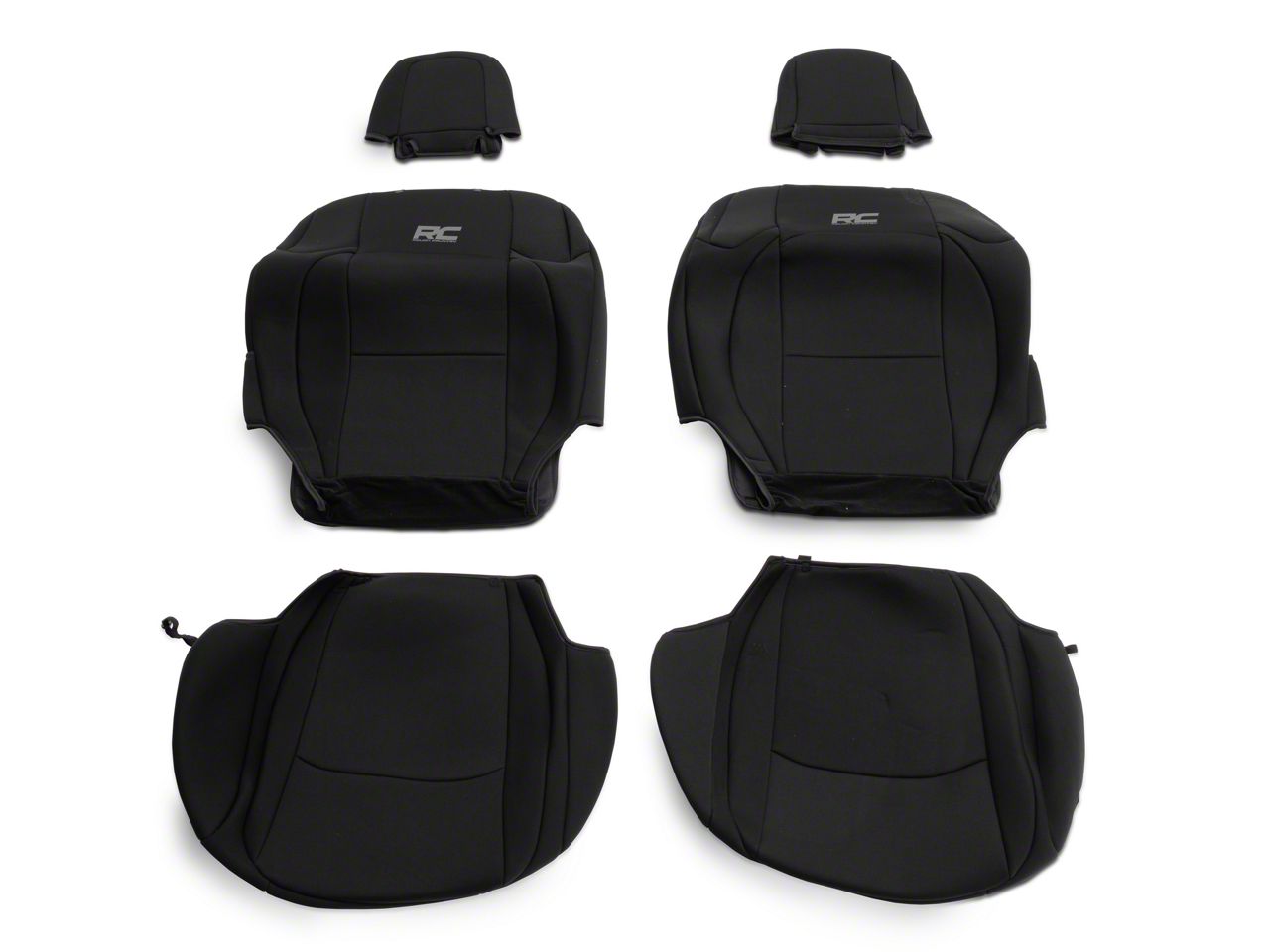 Rough Country Jeep Wrangler Neoprene Front and Rear Seat Covers; Black  91010 (18-23 Jeep Wrangler JL 4-Door w/o Fold Down Armrest) Free Shipping