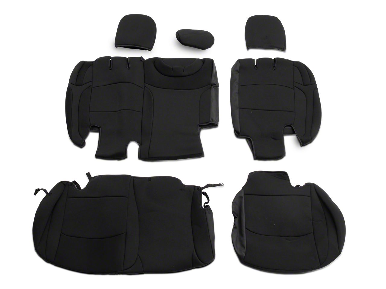 Rough Country Jeep Wrangler Neoprene Front and Rear Seat Covers; Black  91010 (18-23 Jeep Wrangler JL 4-Door w/o Fold Down Armrest) Free Shipping