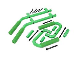 Rough Country Solid Steel Front and Rear Grab Handles; Green (07-18 Jeep Wrangler JK)