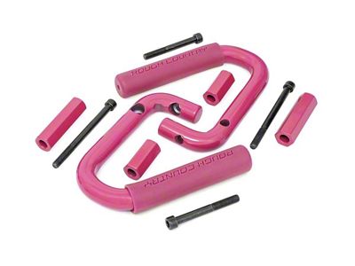 Rough Country Solid Steel Front Grab Handles; Pink (07-18 Jeep Wrangler JK)