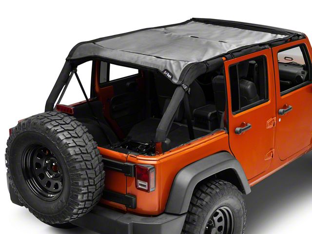 JTopsUSA Mesh Shade Top; Titanium (07-18 Jeep Wrangler JK 4-Door)