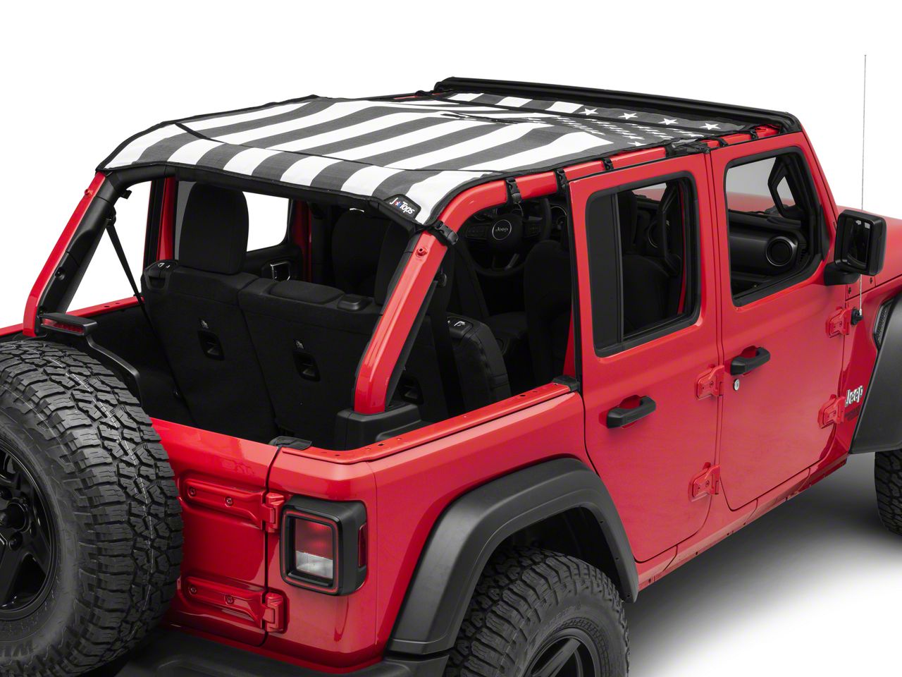 JTopsUSA Jeep Wrangler Mesh Shade Top; Tactical US Flag J132006-JL (18 ...