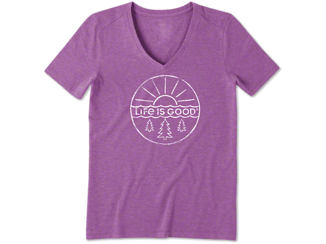 Life is Good Women's Pines and Sun V-Shirt; Happy Grape