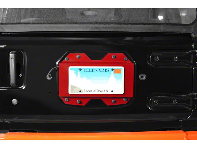 Steinjager Rear License Plate Relocator; Red Baron (18-24 Jeep Wrangler JL)