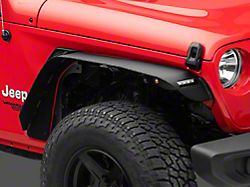 Barricade HD Flat Fender Flares with LED DRL and Turn Signal; Front (18-23 Jeep Wrangler JL)