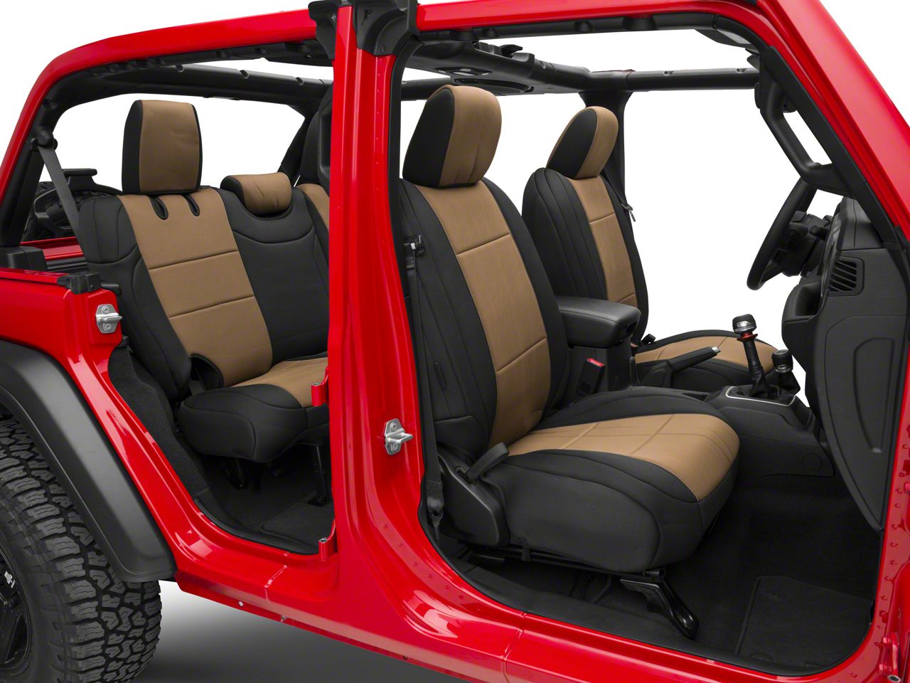 Smittybilt Jeep Wrangler Neoprene Front And Rear Seat Covers Black Tan 472125 18 21 Jl 4 Door Excluding Rubicon Free - Jeep Wrangler Rubicon 2020 Seat Covers