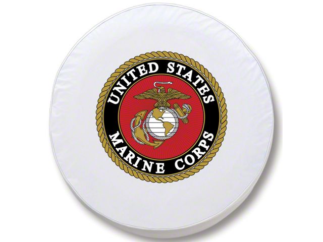 U.S. Marine Corps Spare Tire Cover; White (66-18 Jeep CJ5, CJ7, Wrangler YJ, TJ & JK)