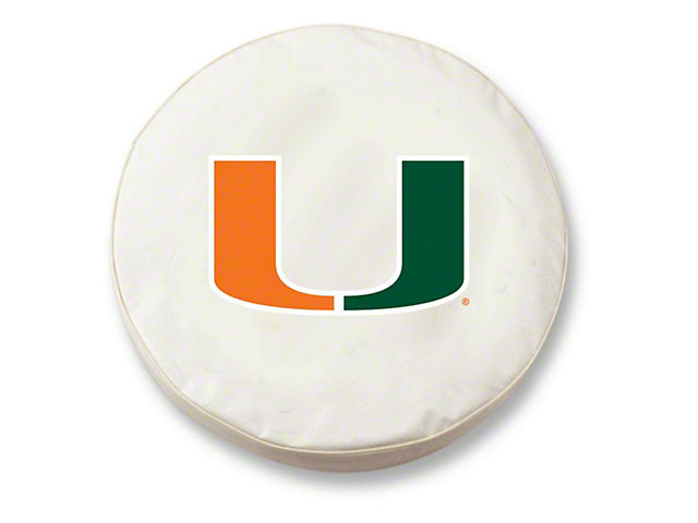 University of Miami of Florida Spare Tire Cover with Camera Port; White (18-23 Jeep Wrangler JL)