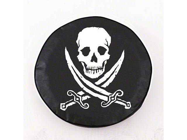 Jolly Roger Spare Tire Cover with Camera Port; Black (18-23 Jeep Wrangler JL)