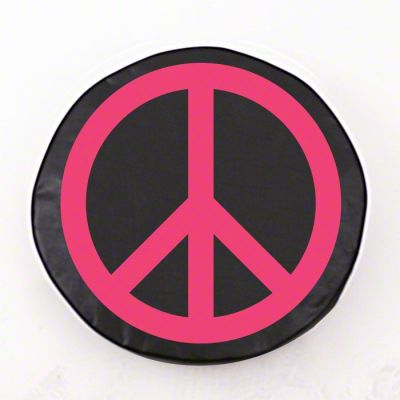 Pink Peace Sign Spare Tire Cover with Camera Port; Black (21-23 Bronco)