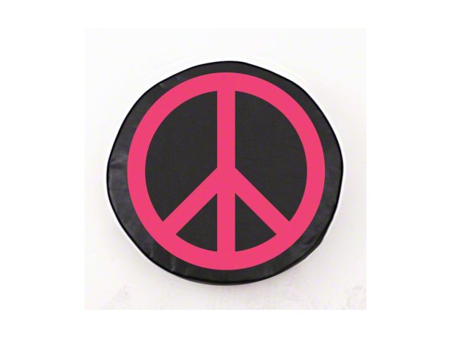 Pink Peace Sign Spare Tire Cover with Camera Port; Black (18-24 Jeep Wrangler JL)
