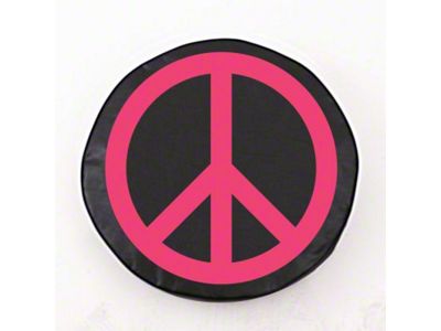 Pink Peace Sign Spare Tire Cover with Camera Port; Black (21-24 Bronco)