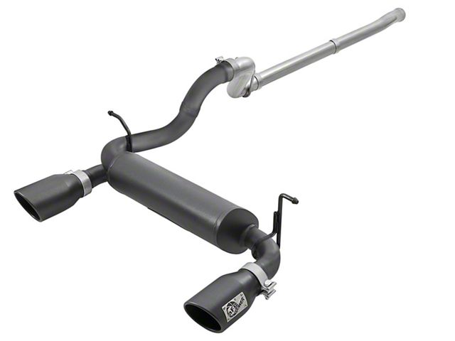 AFE Rebel Series 2.50-Inch Cat-Back Exhaust System with Dual Black Tips (18-24 3.6L Jeep Wrangler JL)