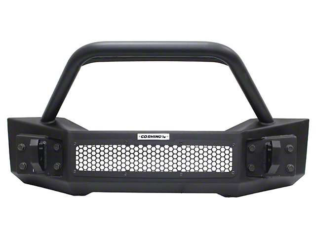 Rockline Winch-Ready Stubby Front Bumper with Over Rider; Textured Black (20-23 Jeep Gladiator JT)