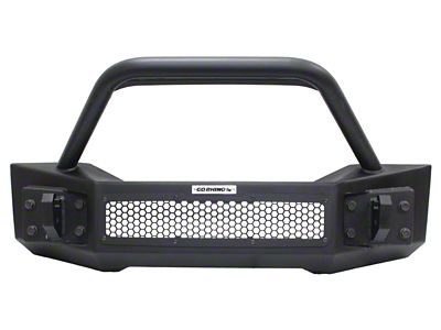 Go Rhino Rockline Winch-Ready Stubby Front Bumper with Over Rider; Textured Black (20-24 Jeep Gladiator JT)