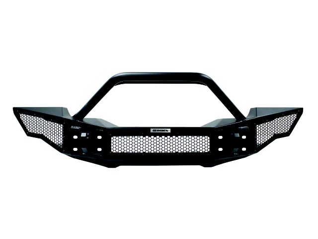 Go Rhino Rockline Winch-Ready Full Width Front Bumper with Over Rider; Textured Black (18-24 Jeep Wrangler JL)