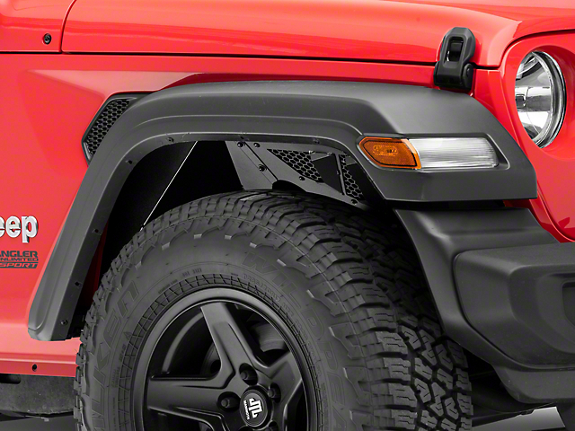 Aluminum Wheel Well Inner Fender Liners; Front; Textured Black (18-22 Jeep Wrangler JL)