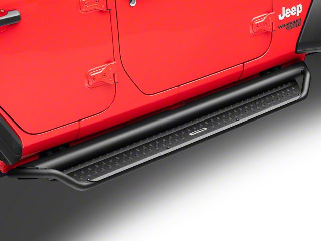 Dominator D1 Cab Length Drop Side Step Bars; Textured Black (18-22 Jeep Wrangler JL 4-Door)