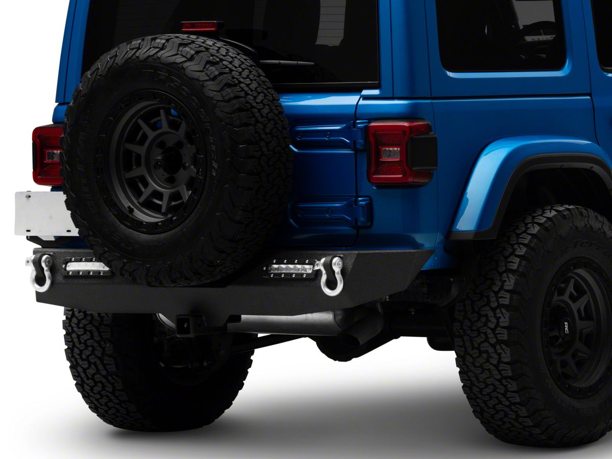 RedRock Jeep Wrangler Solid Steel Rear Bumper with LED Lighting J132473  (18-23 Jeep Wrangler JL) - Free Shipping