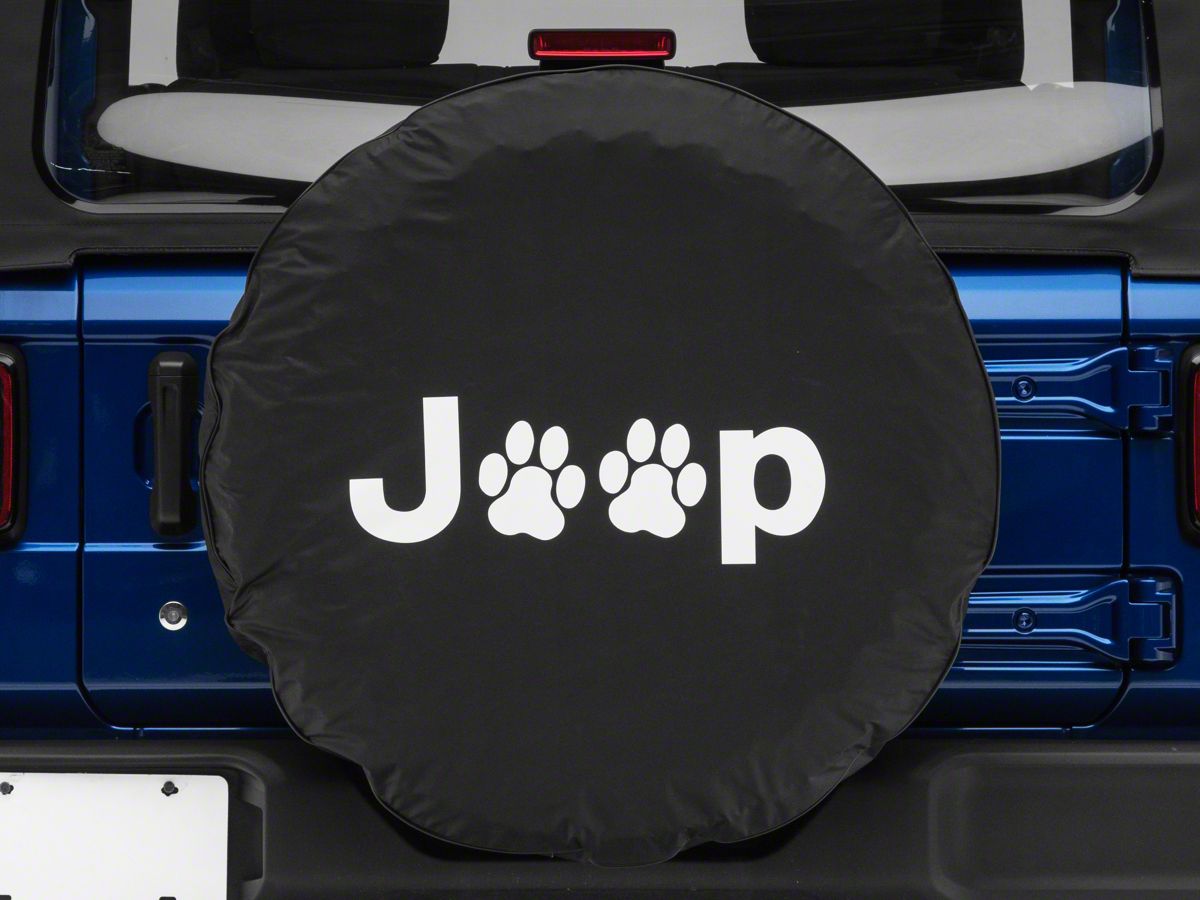 Jeep Wrangler Jeep Paw Spare Tire Cover; Black (66-18 Jeep CJ5, CJ7,  Wrangler YJ, TJ & JK)